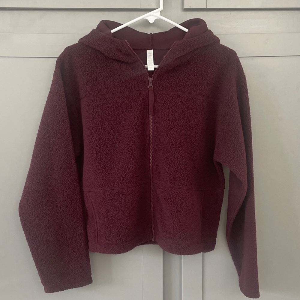 Zella Burgandy Fleece Zip-Up Hoodie